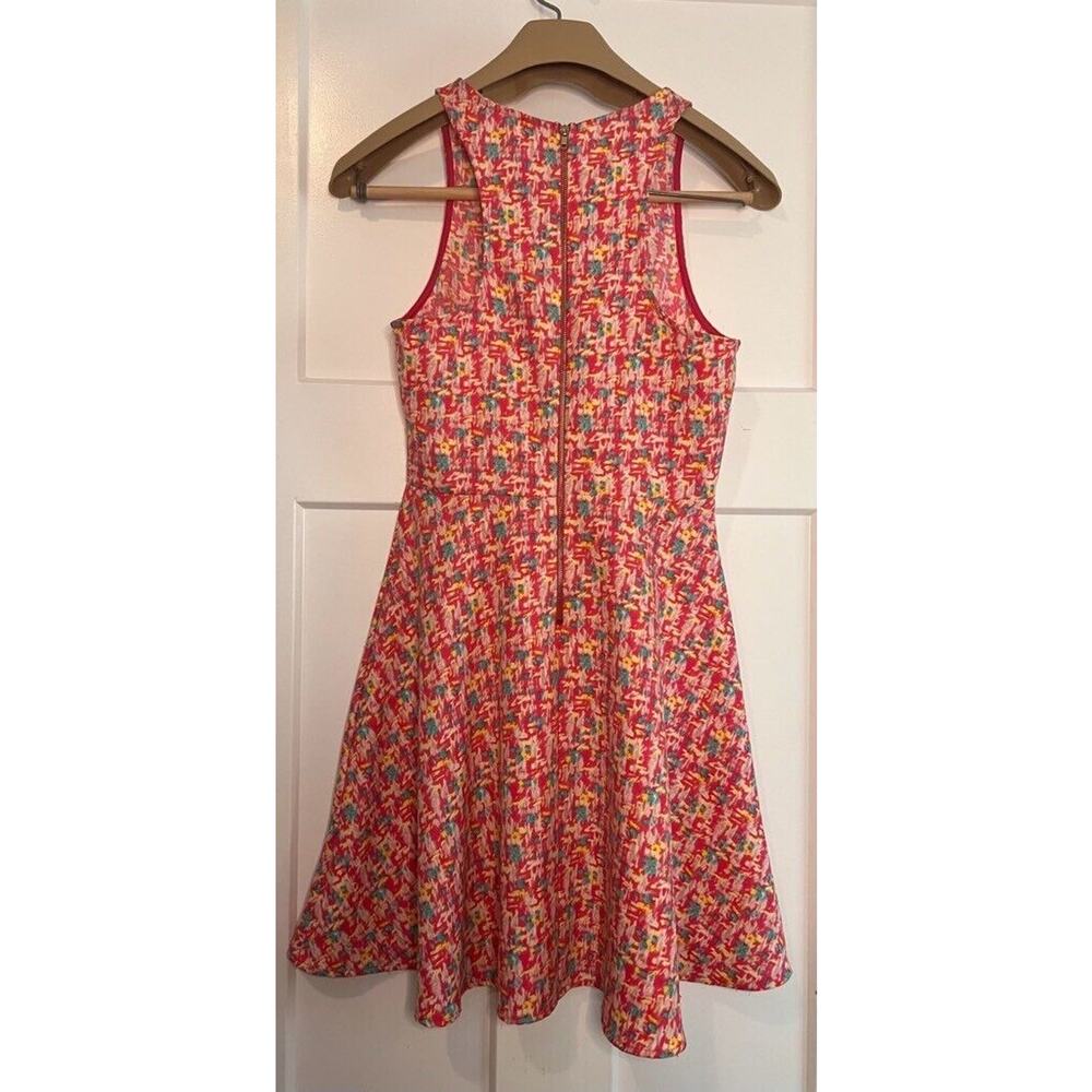 Everly Fit & Flare Dress Multicolor Abstract Round Neck Sleeveless Size SMALL - Picture 2 of 9